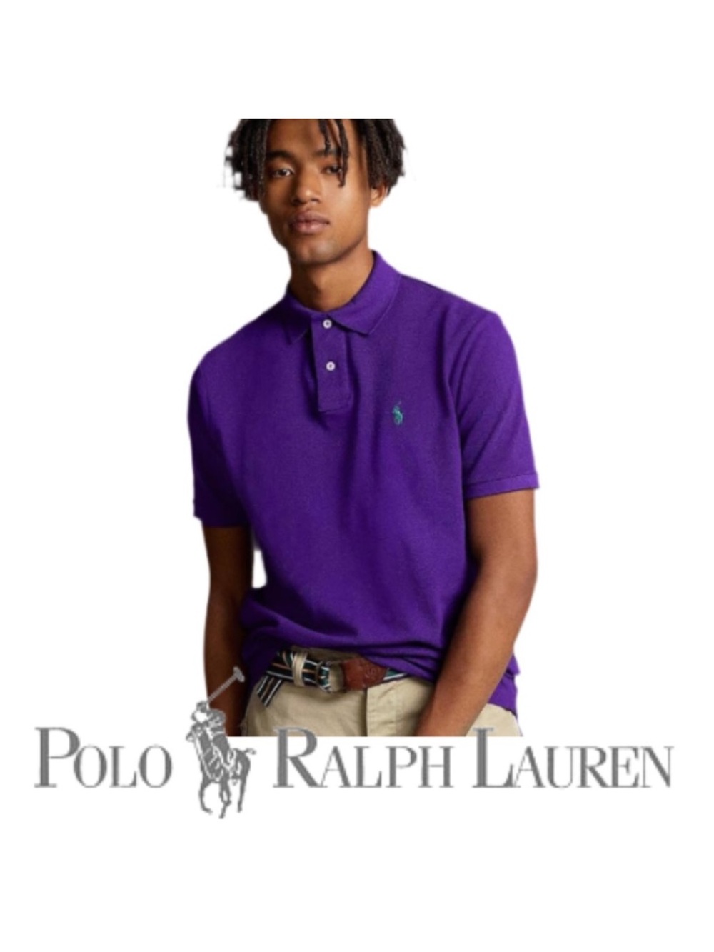 POLO RALPH LAUREN | Iconic Mesh Polo Shirt Chalet Purple Green Pony Classic Med
